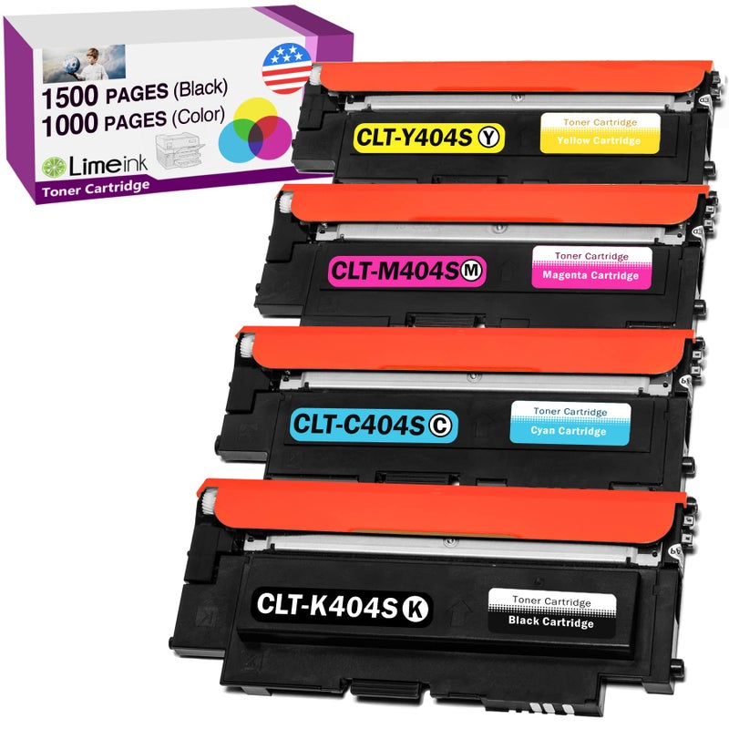 Limeink Compatible Toner Cartridges Replacement for Samsung 404s 404 CLT-K404S CLT-C404S CLT-M404S CLT-Y404S Express Xpress SL-C430W SL-C480FW SL-C480W k404 y404 c480 c430 (1 Black, 1 Each Color) - Image 1